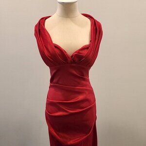 Cache Red Ruched Sheath Dress
